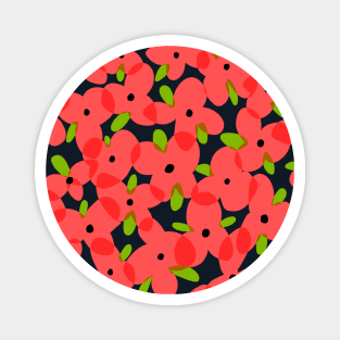 Coral colour flowers pattern Magnet